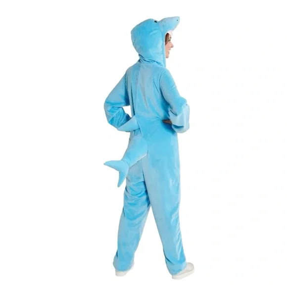 Adult Blue Shark Halloween Costume Jumpsuit - Picture 2 of 9